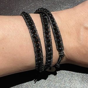 Black Agate & Hematite Double Row Wrap Bracelet